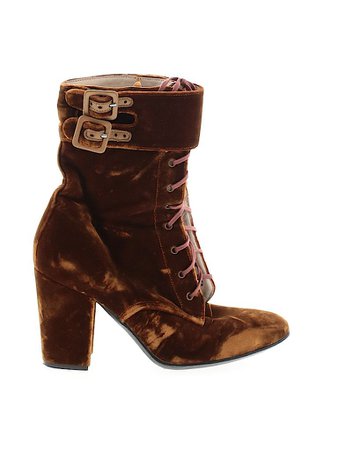 Robert Clergerie 100% Velour Solid Brown Orange Ankle Boots Size 7 - 56% off | thredUP