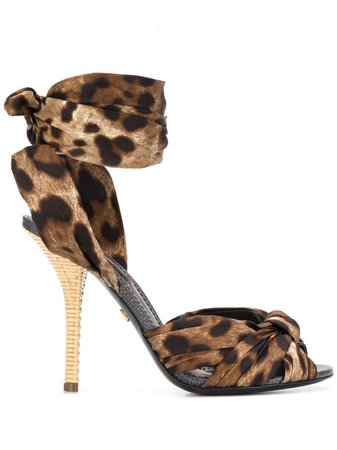 Dolce & Gabbana Leopard Print Tie Fastening Sandals - Farfetch