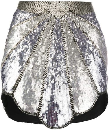 Bead Embroidered Metallic Skirt
