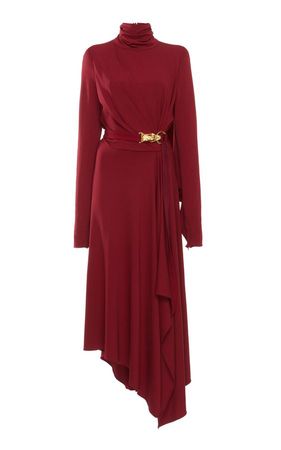 Elie Saab Asymmetric Burgundy Dress