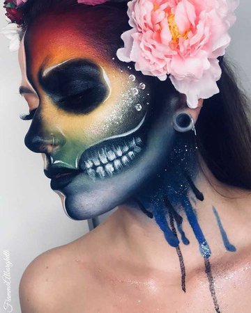colourful skull candy makeup