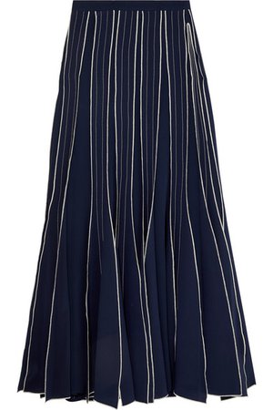 Tory Burch | Pleated embroidered silk-crepe maxi skirt | NET-A-PORTER.COM