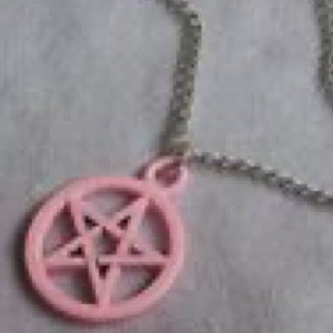 pastel pink pentacle necklace