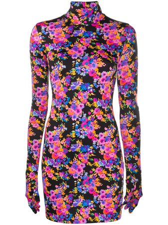 Shop black & pink Vetements Gloved floral-print fitted mini dress with Express Delivery - Farfetch