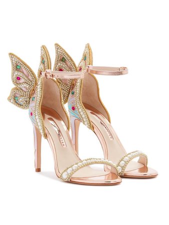 gold butterfly heels