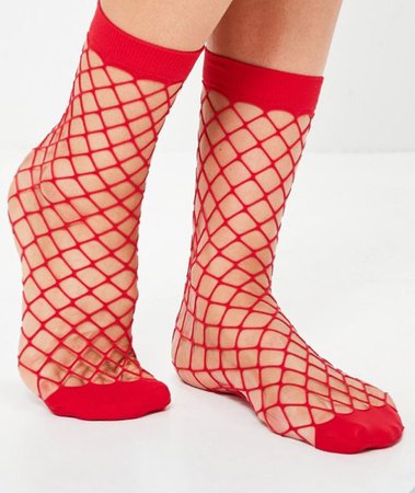 red fishnet socks