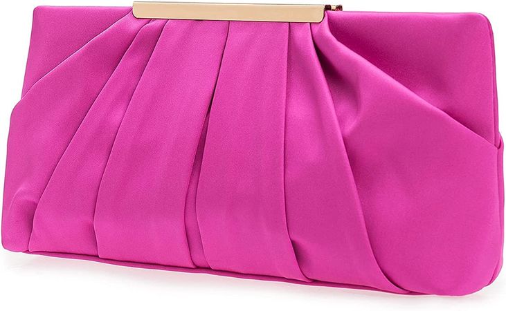 CHARMING TAILOR Clutch Evening Bag Elegant Pleated Satin Formal Handbag Simple Classy Purse for Women (Hot Pink): Handbags: Amazon.com
