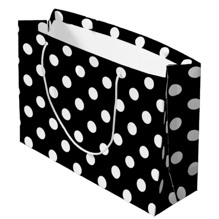 Black and White Polka Dots Pattern Large Gift Bag