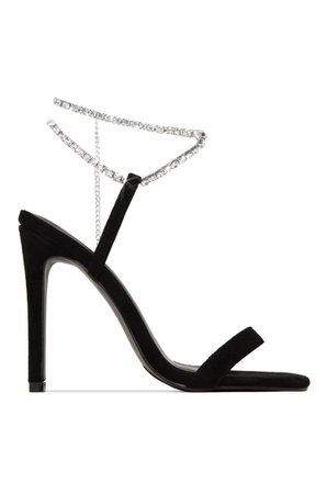 black sandal diamond chain shoes
