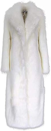Old DIrd Women's Winter Fashion Outerwear Lapel Full-Length Maxi Fluffy Faux Fur Coat white m at Amazon Women's Coats Shop
