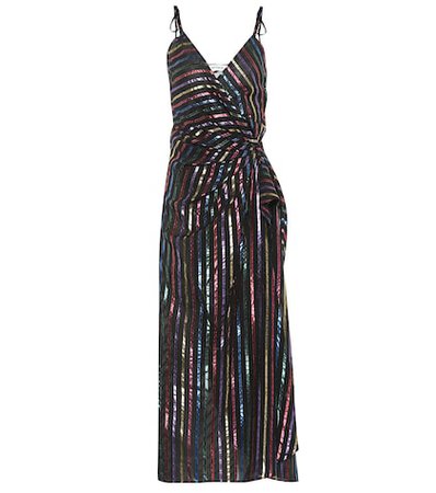 Striped jacquard wrap dress