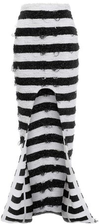 Balmain Striped Tweed Cutout Maxi Skirt Size: 34