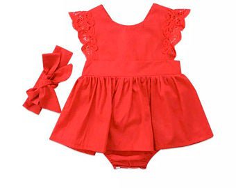 Red ruffle baby dress | Etsy
