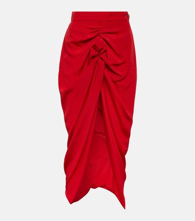 Panther Gathered Crepe Midi Skirt in Red - Vivienne Westwood | Mytheresa