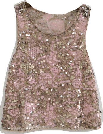 Pink and gold sheer sequin tank