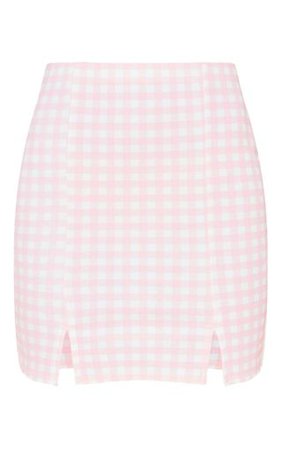 Pink Gingham Slit Front Mini Skirt | Skirts | PrettyLittleThing
