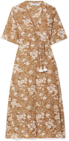 Rivera Floral-print Crepe Wrap Dress - Brown