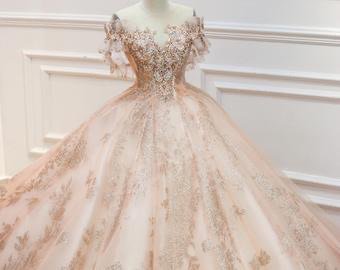 Gold And Pink Wedding dress
