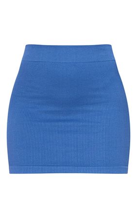 Basic Navy Structured Contour Rib Mini Skirt | PrettyLittleThing USA