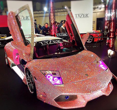 Sparkly pink car