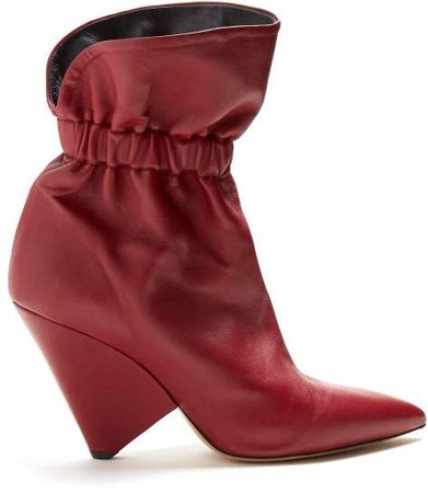 Lileas Leather Ankle Boots - Womens - Burgundy