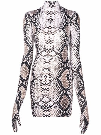 VETEMENTS snakeskin-print mini dress - FARFETCH