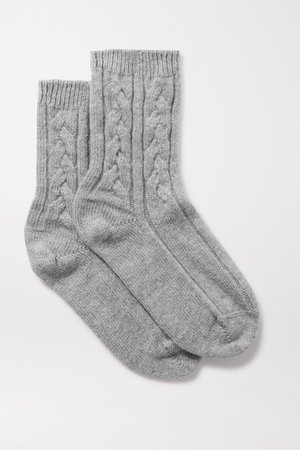 JOHNSTONS OF ELGIN Cable-knit cashmere socks