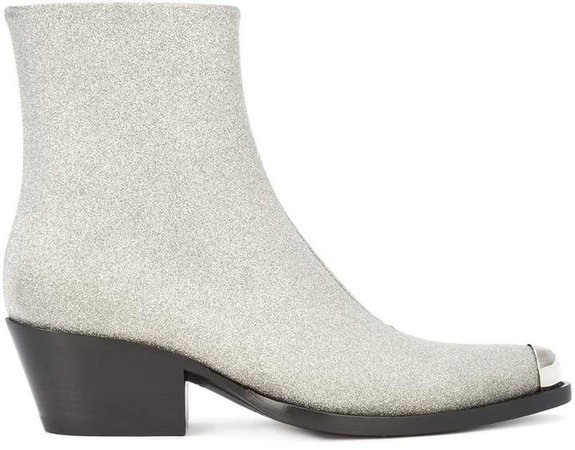 silver-tipped ankle boot