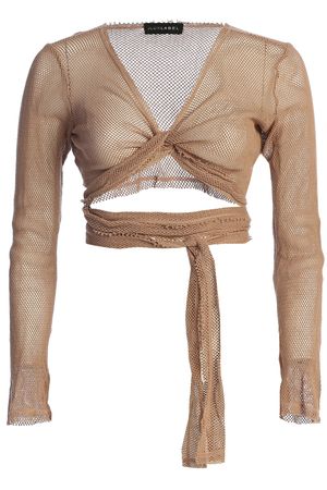 JLUXLABEL SUMMER SAND PALM CITY NETTED WRAP TOP