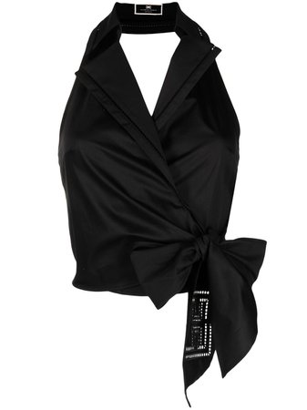 Elisabetta Franchi sleeveless wrap-tie blouse black CA30911 - Farfetch