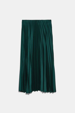 PLEATED SATIN EFFECT SKIRT - BEST SELLERS-WOMAN | ZARA United States green