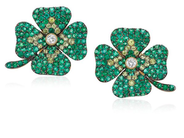 emerald clover earrings