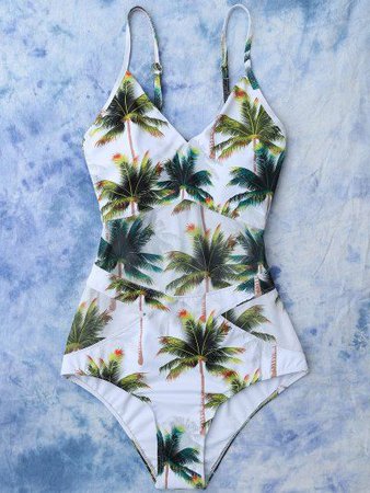 Coconut Palm Tree Print Swimsuit | My Style | Swimsuits, Bathing ...