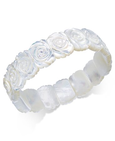 Macy's Mother-of-Pearl Rose Carved Stretch Bracelet