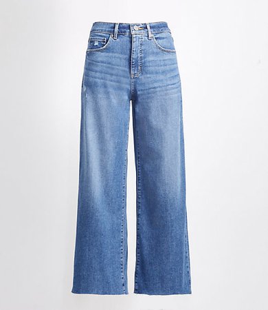 Petite High Rise Wide Leg Crop Jeans in Pure Light Indigo Wash