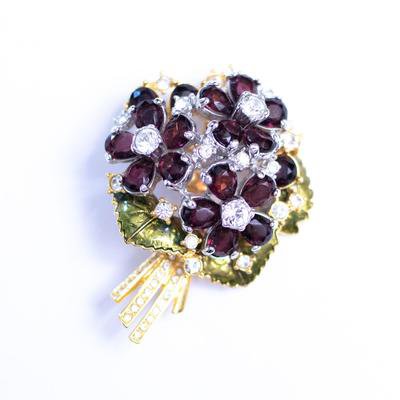 Vintage Nolan Miller Royal Purple Diamante Rhinestone Bouquet Brooch - Vintage Meet Modern