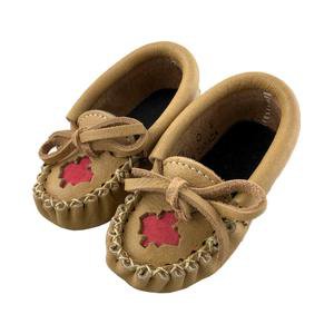 Baby & Child Cork Moose Hide Leather Maple Leaf Moccasin Slippers – Moccasins Canada