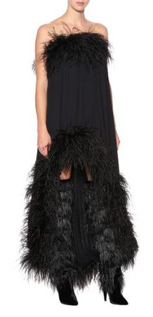 Feather-Trimmed Dress - Saint Laurent | mytheresa.com