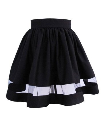 black mini skirt with sheer panel