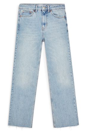 Topshop High Waist Raw Hem Straight Leg Jeans (Regular & Petite) | Nordstrom