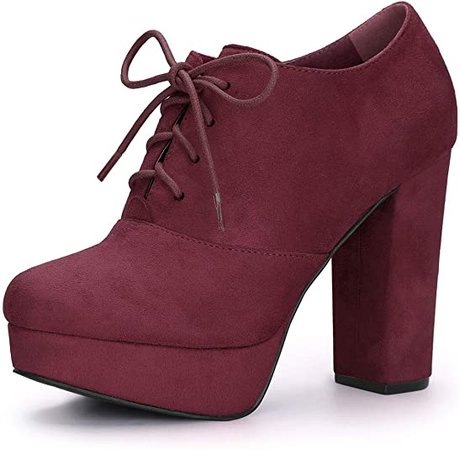 Amazon.com | Allegra K Women's Platform Chunky Heel Lace Up Black Boots - 9 M US | Ankle & Bootie