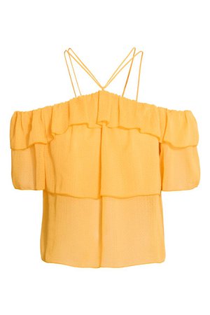 Off-the-shoulder Ruffled Top - Yellow - Ladies | H&M US
