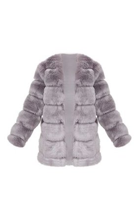Grey Fur Bubble Coat | PrettyLittleThing