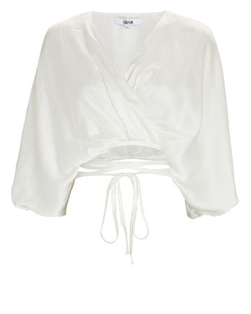 AIIFOS Cecile Cropped Silk Tie Blouse | INTERMIX®