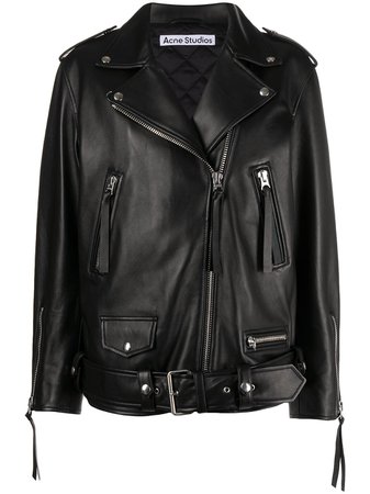Shop Acne Studios leather biker jacket with Express Delivery - FARFETCH