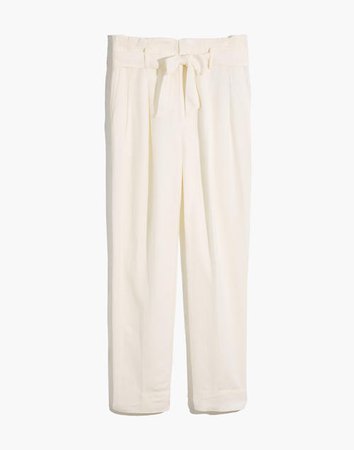 Linen-Blend Paperbag Pants