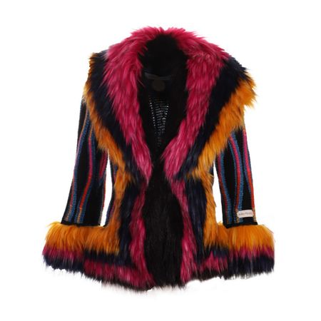 Multicolor Knitted Faux Fur Jacket Simone | The Extreme Collection | Wolf & Badger