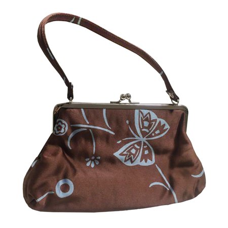 hysteric glamour brown blue butterfly hand bag