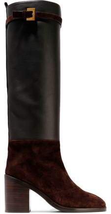 Leather And Suede Knee Boots