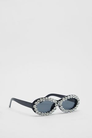 Oversized Diamante Circular Sunglasses | Nasty Gal